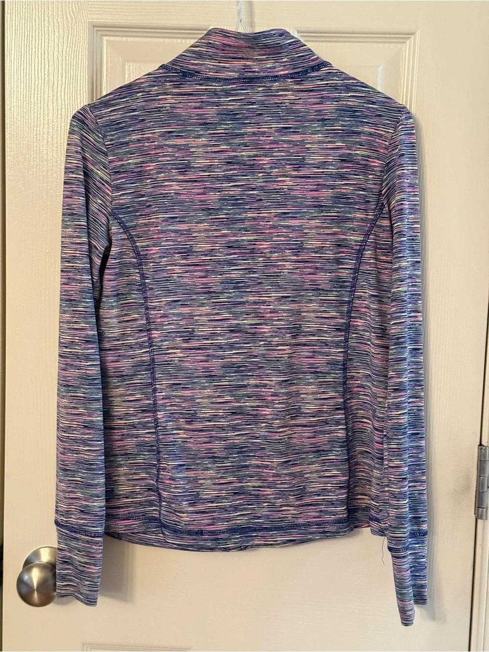 Girls Athletic Full Zip Jacket Purple Blue Space Dye Long Sleeve Activewear